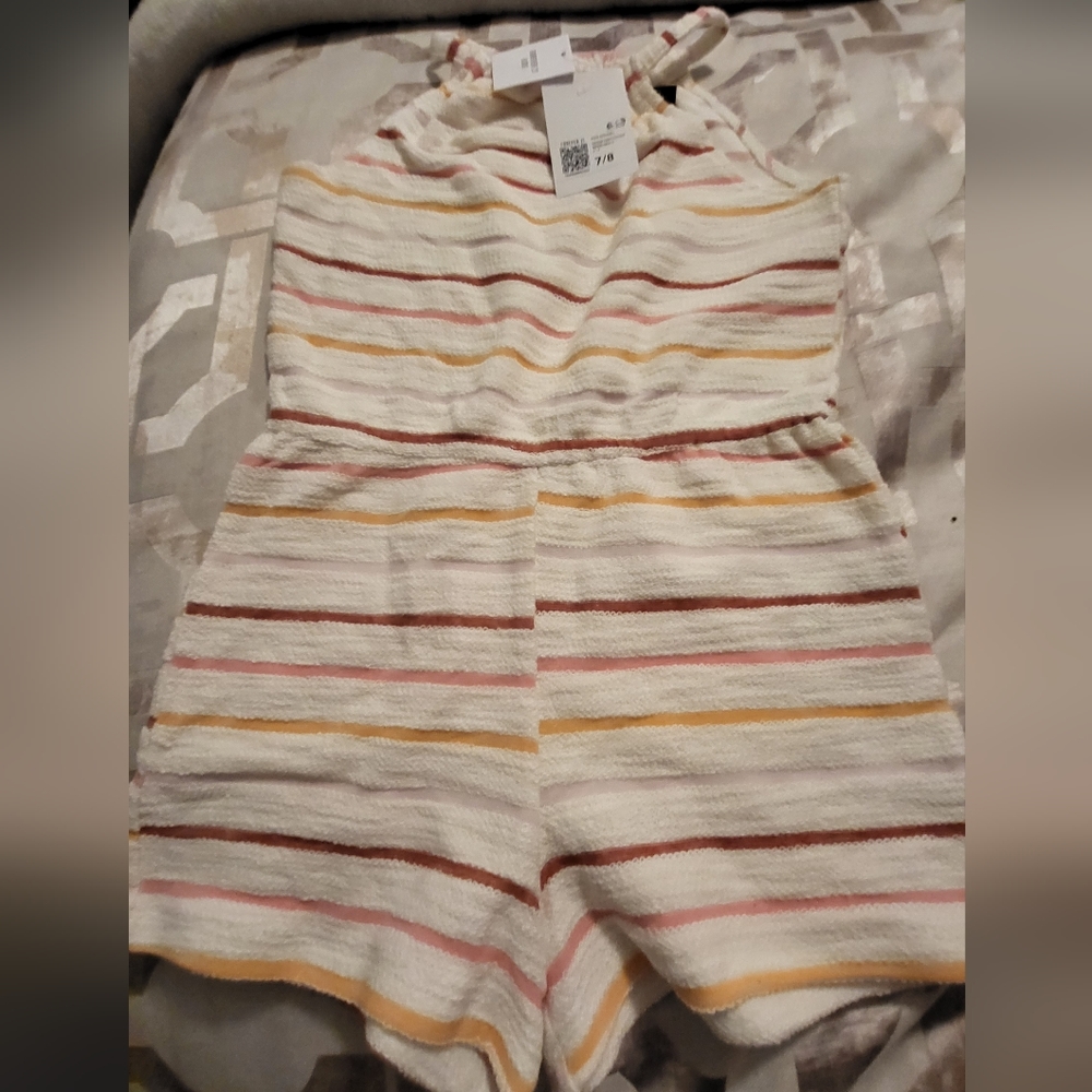 Girls Striped Romper Kids beige/multi